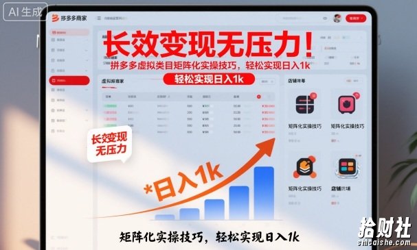长效变现无压力！拼多多虚拟类目矩阵化实操技巧，轻松实现日入1k【揭秘】