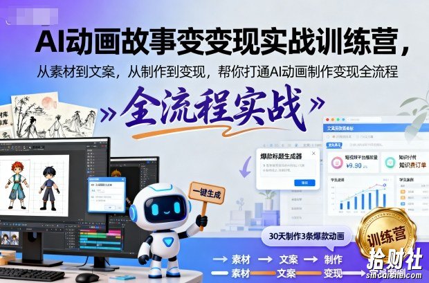 AI动画故事变现实战训练营,从素材到文案,从制作到变现,帮你打通AI动画制作变现全流程