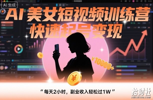 AI美女短视频训练营,快速起号变现,每天2小时,副业收入轻松过1W