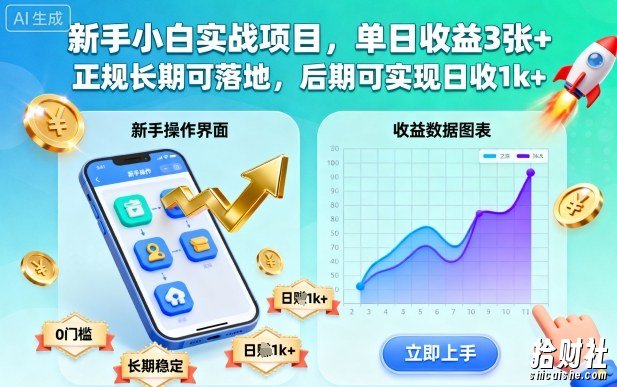 新手小白实战项目,单日收益3张+,正规长期可落地,后期可实现日收1k+【揭秘】