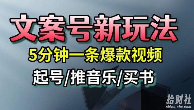 文案号新玩法，5分钟一条爆款视频，流量高，起号快，多方位变现
