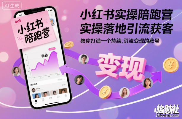 小红书实操陪跑营,实操落地引流获客,教你打造一个持续引流变现的账号