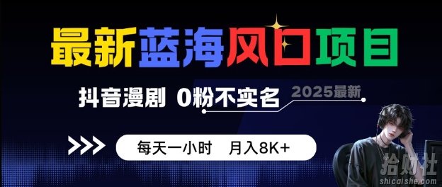 最新蓝海风口项目,抖音漫剧,0粉不实名每天一小时,月入8K+【揭秘】