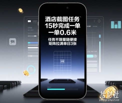 酒店截图任务,15秒完成一单,一单0.6米,任务不限量随便接,矩阵拉满单日3张【揭秘】