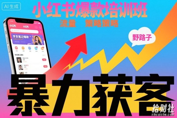 小红书爆款培训班，小红书获客野路子流量打法，暴力持续获客