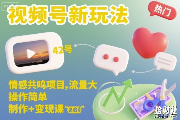 视频号新玩法，情感共鸣项目，流量大，操作简单，制作+变现课