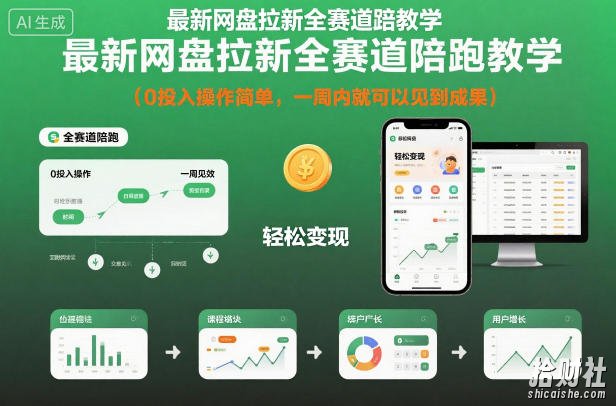 最新网盘拉新全赛道陪跑教学,0投入操作简单,一周内就可以见到成果