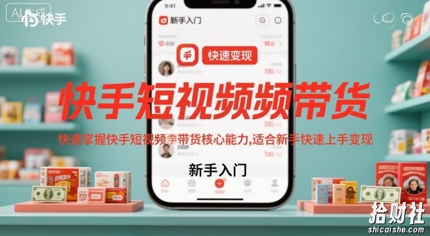 快手短视频带货,快速掌握快手短视频带货核心能力,适合新手快速上手变现