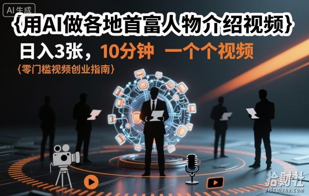 用AI做各地首富人物介绍视频，日入3张，10分钟一个视频
