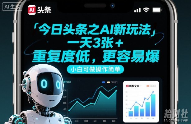 今日头条之AI新玩法，一天3张+，重复度低，更容易爆，小白可做操作简单