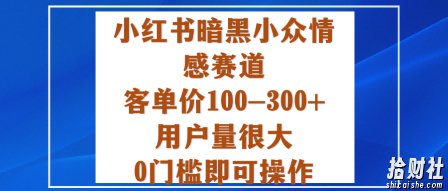 小红书暗黑小众情感赛道，客单价100-300+用户量很大，0门槛即可操作