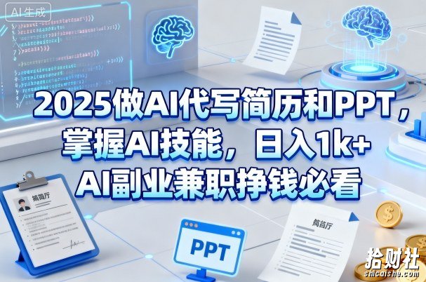 2025做AI代写简历和PPT,掌握AI技能,日入1k+,AI副业兼zhi挣钱必看