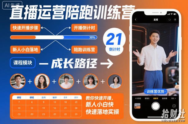 直播运营陪跑训练营，教你快速开播，新人小白快速落地实操