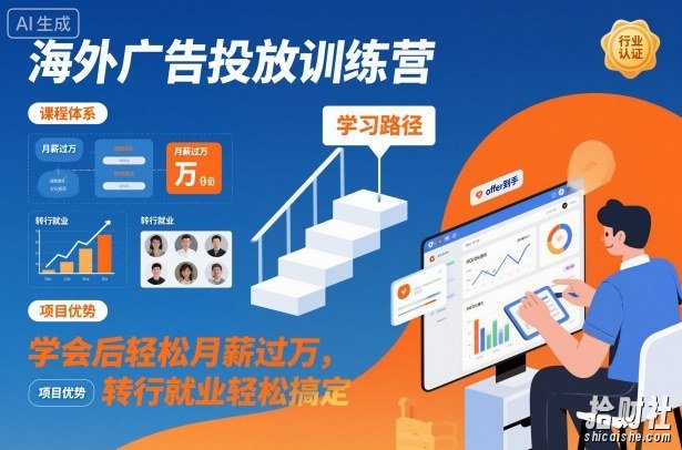 海外广告投放训练营，学会后轻松月薪过万，转行就业轻松搞定