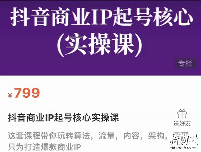 抖音商业IP起号核心实操课，带你玩转算法，流量，内容，架构，变现