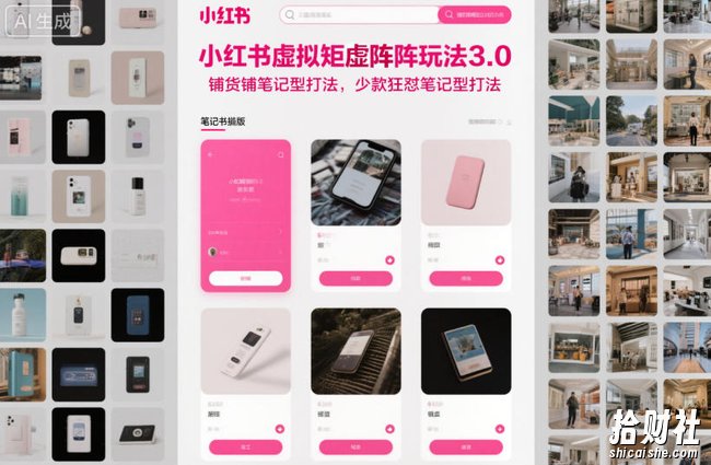 小红书虚拟矩阵玩法3.0,铺货铺笔记型打法,少款狂怼笔记型打法