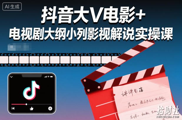 抖音大V电影+电视剧大纲小列影视剧解说实操课