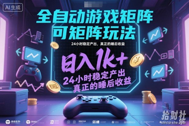全自动游戏掘金,可矩阵操作,日入1k+,24小时稳定产出,真正的睡后收益【揭秘】
