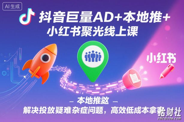 抖音巨量AD+本地推+小红书聚光线上课,解决投放疑难杂症问题,高效低成本拿客