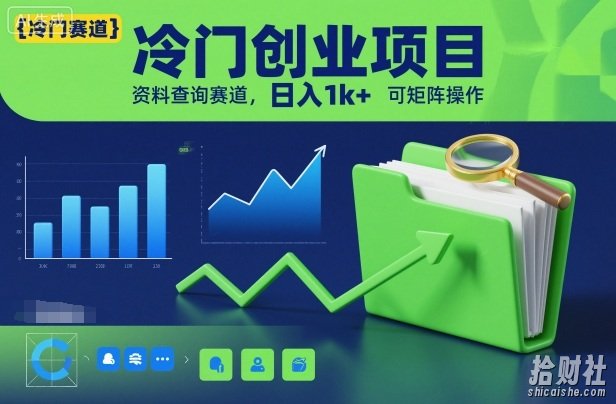 冷门创业项目，资料查询赛道，日入1k+，可矩阵操作