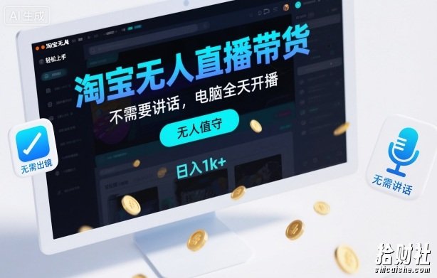 淘宝无人直播带货，不需要出镜，不需要讲话，电脑全天开播，轻松上手，日入1k+【揭秘】