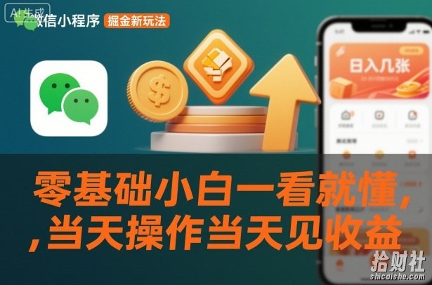 微信小程序掘金新玩法,日入几张,零基础小白一看就懂,当天操作当天见收益【揭秘】