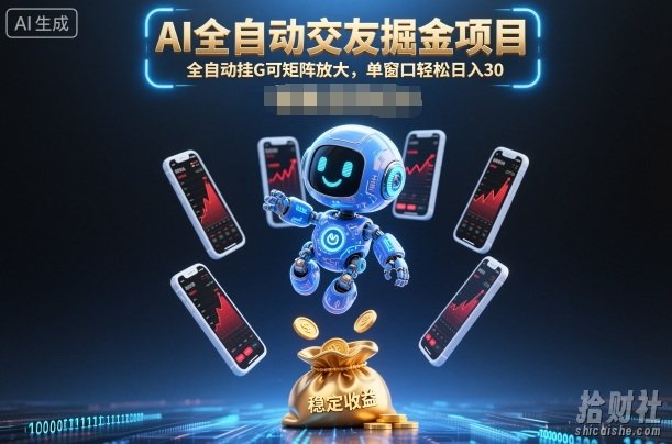 AI全自动交友掘金项目,全自动挂G可矩阵放大,单窗口轻松日入30+【揭秘】