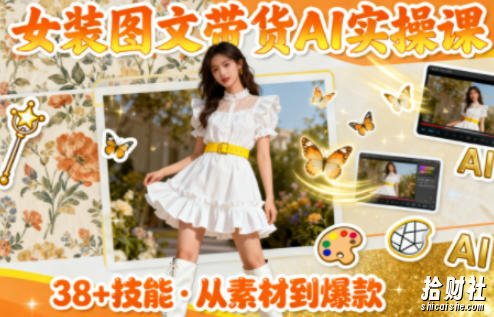 女装图文带货的AI实操课，覆盖38个实用技能，快速提升素材制作效率
