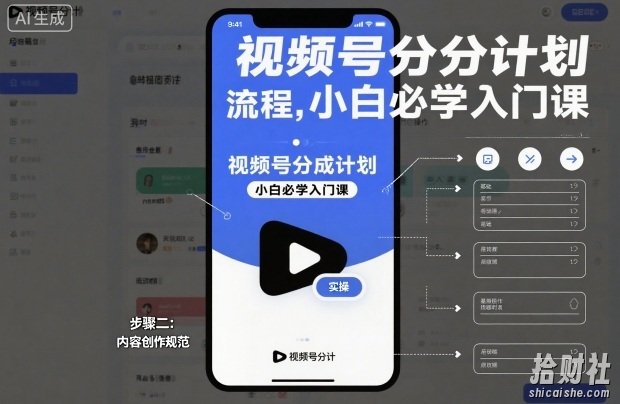 视频号分成计划实操流程，小白必学入门课