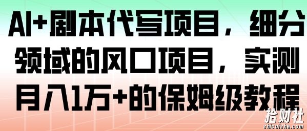 AI+剧本代写项目，细分领域的风口项目，实测月入1W+的保姆级教程
