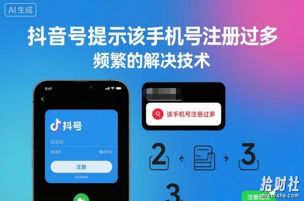 抖音号提示该手机号注册过多，频繁的解决技术