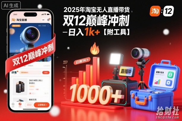 2025年淘宝无人直播带货,冲刺双12,日入1k+【附工具】【揭秘】