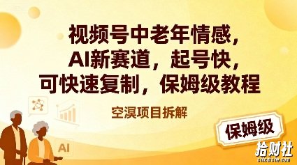 视频号中老年情感,AI新赛道，起号快，可快速复制，保姆级教程