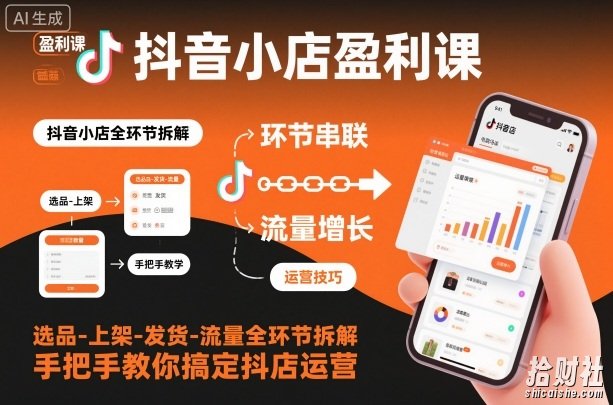 抖音小店盈利课-选品-上架-发货-流量全环节拆解,手把手教你搞定抖店运营