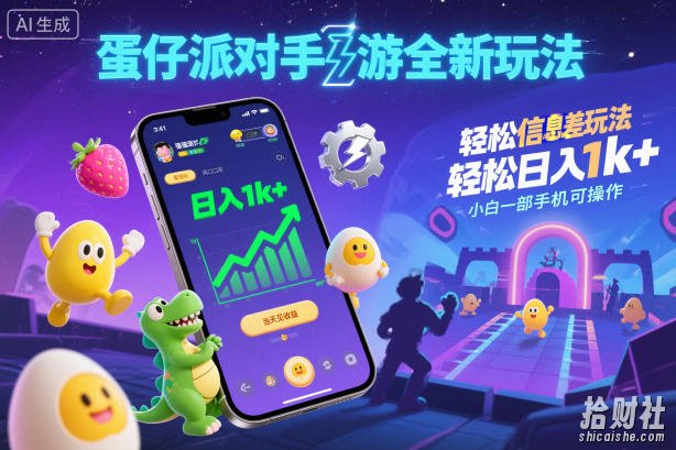蛋仔派对手游全新玩法，轻松日入1k+，风口信息差玩法，当天见收益，小白一部手机可操作