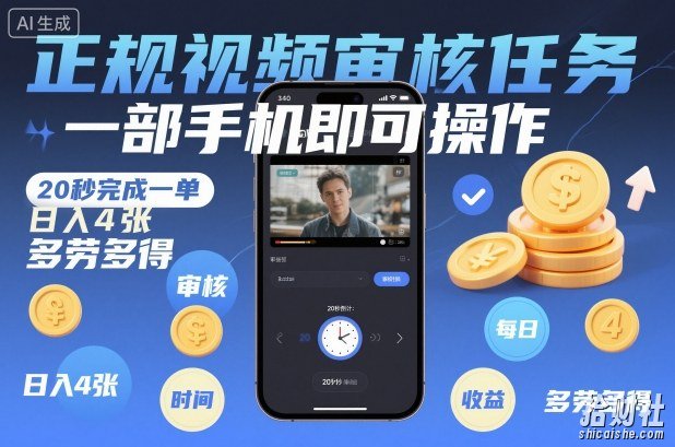 正规视频审核任务,一部手机即可操作,20秒完成一单,日入4张,多劳多得【揭秘】