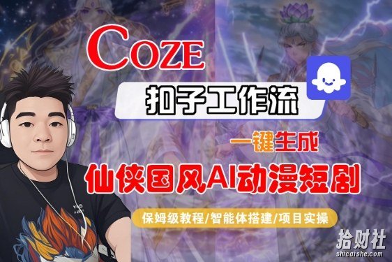 Coze扣子智能体工作流一键生成“仙侠国风AI动漫短剧“视频，全流程保姆级教学