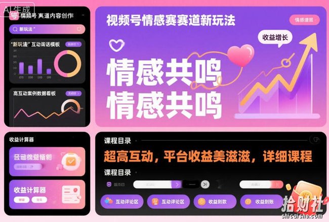 视频号情感赛道新玩法，超高互动，平台收益美滋滋，详细课程