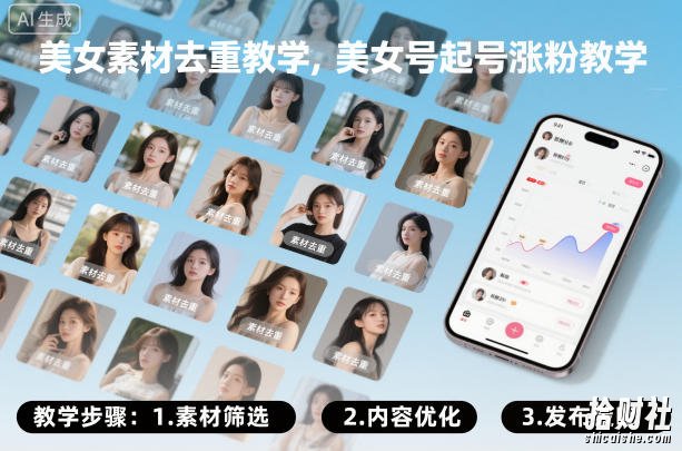 美女素材去重教学，美女号起号涨粉教学
