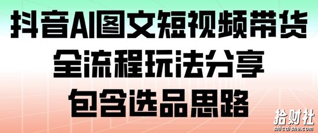 抖音AI图文短视频带货,全流程玩法分享,包含选品思路