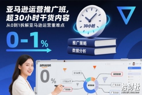 亚马逊运营推广班，超30小时干货内容，从0到1拆解亚马逊运营重难点