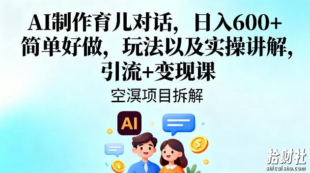 AI制作育儿对话,日入6张+,简单好做,玩法以及实操讲解,引流+变现课