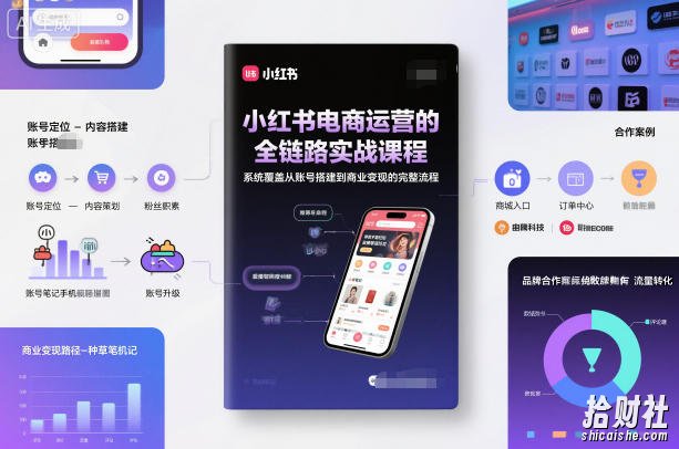 小红书电商运营的全链路实战课程,系统覆盖从账号搭建到商业变现的完整流程
