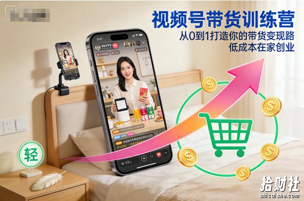 视频号带货训练营,从0到1打造你的带货变现路,低成本在家创业