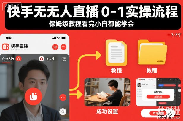 快手无人直播0-1实操流程,保姆级教程看完小白都能学会