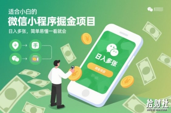 适合小白的微信小程序掘金项目,日入多张,简单易懂一看就会【揭秘】
