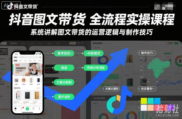 抖音图文带货全流程实操课程,系统讲解图文带货的运营逻辑与制作技巧