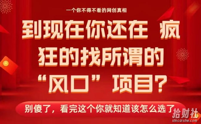 马上26年了,你还在找所谓的风口项目?别傻了,看完这个你全都懂了!【揭秘】