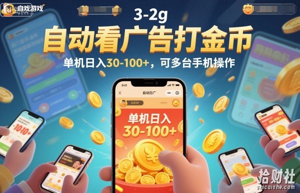自动看广告打金币,单机日入30-100+,可多台手机操作【揭秘】
