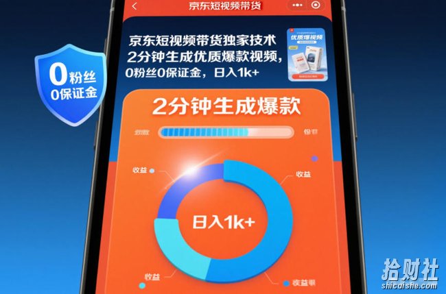 京东短视频带货独家技术,2分钟生成一条优质爆款视频,0粉丝0保证金,日入1k+【揭秘】